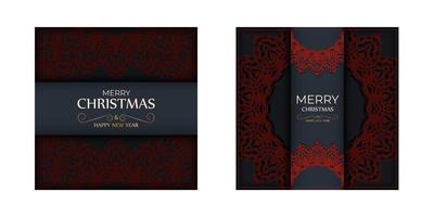 Frohe Weihnachten Vektor-Grußkarten-Design in grauer Farbe mit roten Mustern. design poster guten rutsch ins neue jahr vektor