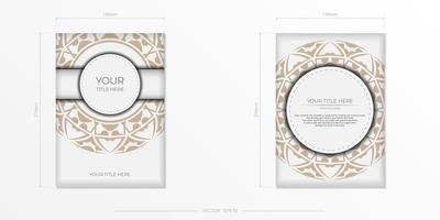 Vektorvorlage der Einladungskarte mit Platz für Ihren Text und abstrakte Ornamente. luxuriöses design einer postkarte in weißer farbe mit einem ornament. vektor