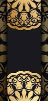 schwarze Farbpostkarte mit indischem braunem Ornament für Ihr Design. vektor