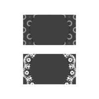 schwarze visitenkarte mit indischen weißen verzierungen für ihre persönlichkeit. vektor