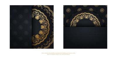 svart vykort med abstrakt brun prydnad för din design. vektor