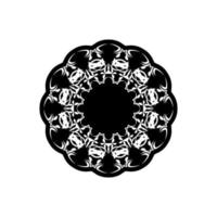 runder rahmen der dekorativen grenze, schwarz-weißer kreisornamentschablonenkunstdekor, kreisförmiger ornamentaler barock für designkeramik, karte, einladung, hochzeit, teller, banner, gruß, spitze, vektor