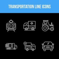 Transport eindeutige Linie Icon Set vektor