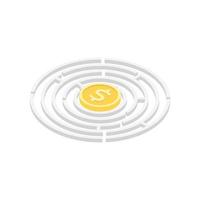 guldmynt med dollartecken i en labyrint vektor