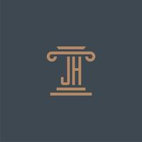 J H första monogram för advokatbyrå logotyp med pelare design vektor