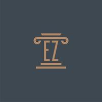 ez första monogram för advokatbyrå logotyp med pelare design vektor