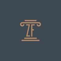 zf första monogram för advokatbyrå logotyp med pelare design vektor