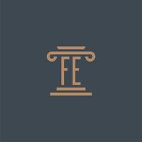 fe första monogram för advokatbyrå logotyp med pelare design vektor