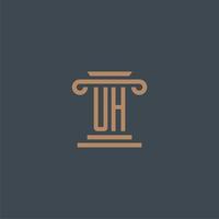 uh första monogram för advokatbyrå logotyp med pelare design vektor