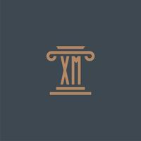 xm-Anfangsmonogramm für Anwaltskanzleilogo mit Säulendesign vektor
