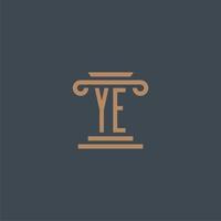 eder första monogram för advokatbyrå logotyp med pelare design vektor