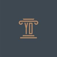 yd-Anfangsmonogramm für Anwaltskanzleilogo mit Säulendesign vektor