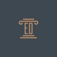 red första monogram för advokatbyrå logotyp med pelare design vektor