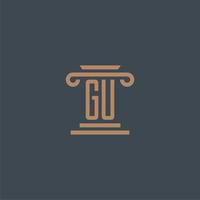 gu-Anfangsmonogramm für Anwaltskanzlei-Logo mit Säulendesign vektor