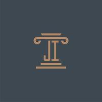 ji första monogram för advokatbyrå logotyp med pelare design vektor
