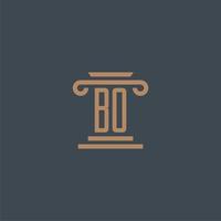 bo första monogram för advokatbyrå logotyp med pelare design vektor