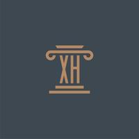 xh första monogram för advokatbyrå logotyp med pelare design vektor