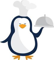 Pinguin mit Essen, Illustration, Vektor auf weißem Hintergrund