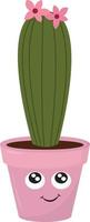 rosa kaktus pott, illustration, vektor på vit bakgrund.