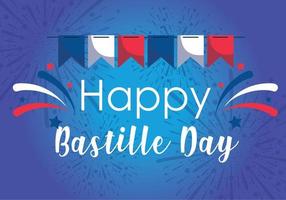 Frankreich-Banner-Wimpel des glücklichen Bastille-Tagesvektordesigns vektor