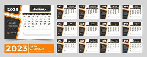 Kalender 2023 Planer Corporate Template Design Set. Woche beginnt am Montag. Vorlage für Jahreskalender 2023. Monatskalendervorlage für 2023 Jahr vektor