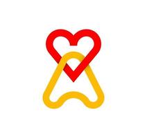 Herz und Buchstabe a sind miteinander verflochten. zyklischer roter Buchstabe a. moderne natürliche Endlosschleife. futuristisches Logo Corporate Design. vektor