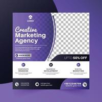 digital marknadsföring social media posta webb baner med lila Färg vektor