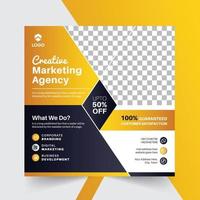 digital marknadsföring byrå social media posta webb baner med gul form vektor