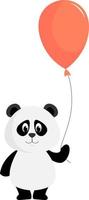 panda med ballong, illustration, vektor på vit bakgrund.