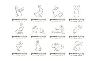einzeilige Kaninchen-Logo-Vorlage vektor