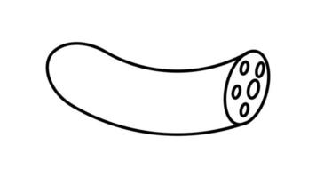 Wurstlinie und festes Symbol. salamiwurstillustration lokalisiert auf weiß. Fleisch halbe Wurst Speck Umrissstil Design, entworfen für Web und App vektor