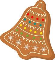 festlig småkakor i de form av en klocka med glasyr och snöflingor. jul sötsaker och godsaker. Lycklig ny år och jul dekoration.firar ny år och jul. vektor