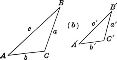 ähnliche Dreiecke, Vintage Illustration. vektor