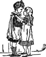 Junge und Mädchen, Vintage Illustration. vektor