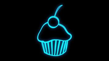 ljuv cupcake. neon ljus tecken, ljus baner. logotyp konfektyr, bageri. vektor bild