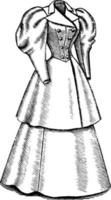 dubbel- breasted täcka och kjol, årgång gravyr. vektor