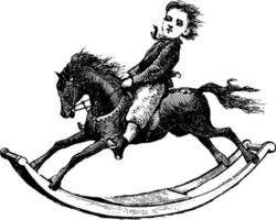 pojke i häst, årgång illustration. vektor