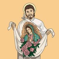 helgon juan Diego av guadalupe färgad vektor illustration