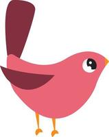 rosa söt fågel, illustration, vektor på vit bakgrund.
