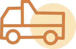 Orangefarbener Müllwagen, Illustration, Vektor, auf weißem Hintergrund. vektor