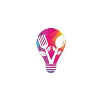 gesundes Essen Birnenform Konzept Logo-Design. Bio-Lebensmittel-Logo. Food-Logo mit Löffel, Gabel und Blättern. Lebensmittel-Logo. vektor