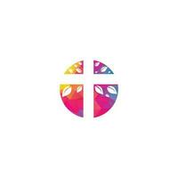 korsa kyrka logotyp design. abstrakt träd religiös korsa symbol ikon vektor design. kyrka och kristen organisation logotyp. korsa träd kyrka logotyp