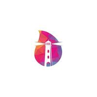 Leuchtturm Tropfenform Konzept Vektor-Logo-Design. Leuchtturm-Symbol-Logo-Design-Vektor-Vorlage-Illustration. vektor