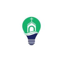 Kirchengebäude Birnenform Konzept Logo-Design. Vorlagenlogo für Kirchen und Christen. Logo des Kreuzkirchengebäudes. vektor
