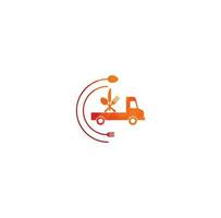 Food-Truck-Logo-Design-Vorlage. Logo-Design für die Lieferung von Lebensmitteln. Food-Truck-Kurier-Logo-Design. vektor