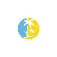 Strand-Reise-Logo-Icon-Design. Vorlage für das Reiselogo. Palme mit Ozeanwellen-Logo-Vorlagenvektor. vektor