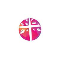 Logo-Design der Kreuzkirche. abstrakter Baum religiöses Kreuz Symbol Symbol Vektordesign. Logo der Kirche und der christlichen Organisation. Logo der Kreuzbaumkirche vektor