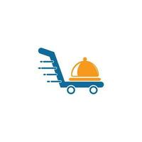 Logo-Design für die Lieferung von Lebensmitteln. Zeichen für schnellen Lieferservice. Lieferlogo Online-Bestellrestaurant für Lebensmittel. vektor