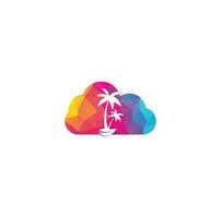 tropisk strand och handflatan träd logotyp design. kreativ enkel handflatan träd vektor logotyp design. tropisk strand moln logotyp