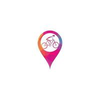 Fahrrad Karte Pin Form Konzept Vektor-Logo-Design. Corporate-Branding-Identität des Fahrradgeschäfts. Fahrrad-Logo. vektor